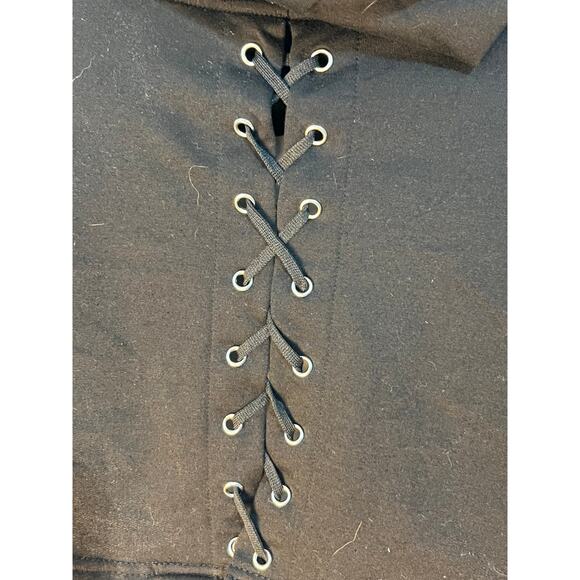 Goth Black Cropped Lace Up Hoodie XS-Small Punk Grunge Whimsigoth Skater Witchy - Picture 5 of 7
